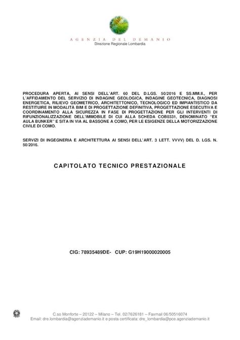 Pdf Capitolato Tecnico Prestazionale Richiesta Ed In Riferimento