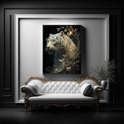 White Tiger Digital Art Print, Wall Art, AI Generated, AI Art, Digital ...