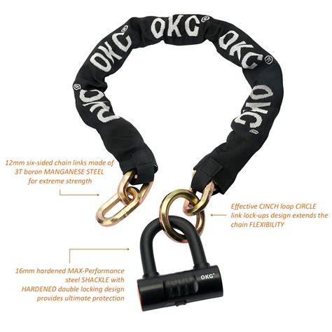 OKG Heavy Duty Chain Lock 3 9 Ft X 1 2 In 12mm Thick Case Hardened