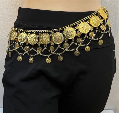 Gold Tribal Coin Belt Belly Dance Coin Belt With Coin Fringe Etsy