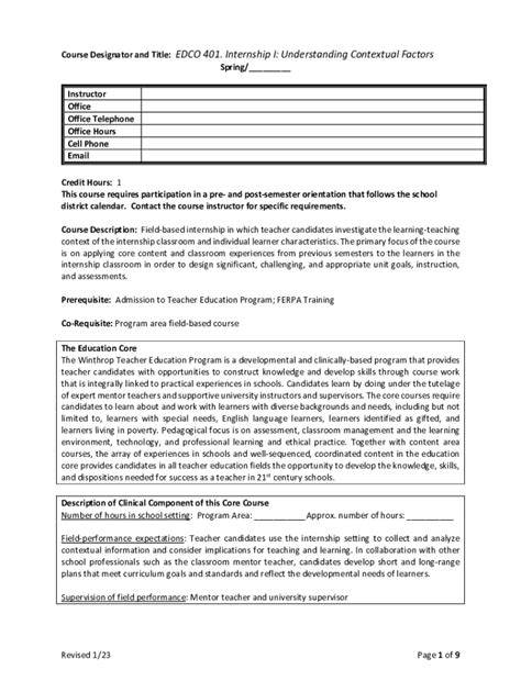 Fillable Online Internship Approval Form Please Use Variable Credit