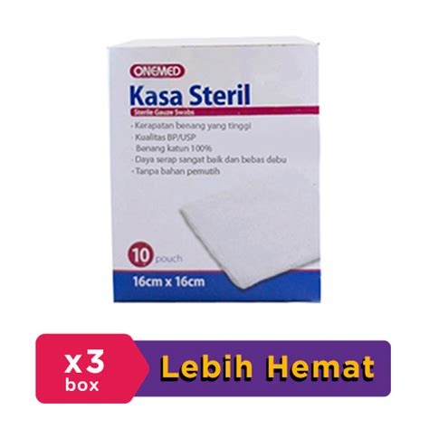 Kasa Steril Onemed 16 X 16 Cm 3 Box 10 Pouch Box Hemat Borongan