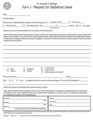 Fillable Online Form J Request For Sabbatical Leave Fax Email Print