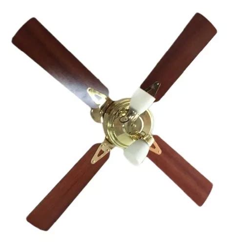 Ventilador De Techo Dorado C Palas Madera Con 2 Luces Skf