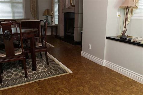 Autumn Ripple Beveled Edge Narrow Cork Flooring Living Room Forna Cancork