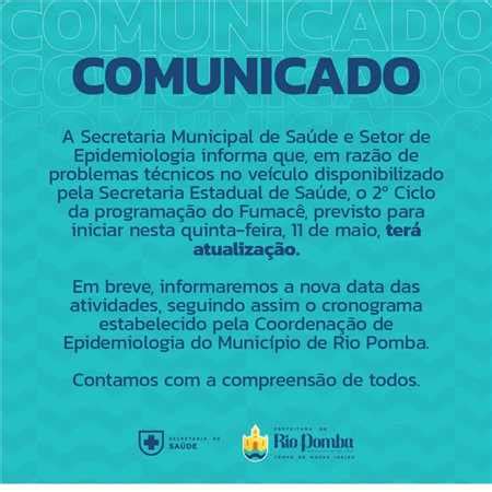 Prefeitura Municipal de Rio Pomba AVISO IMPORTANTE PROGRAMAÇÃO 2º