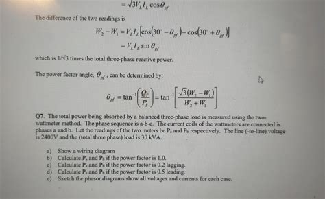 Solved Extension Question The Two Wattmeter Method In Chegg