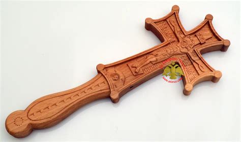 Blessing Orthodox Wood Carved Byzantine Cross With Resurrection And