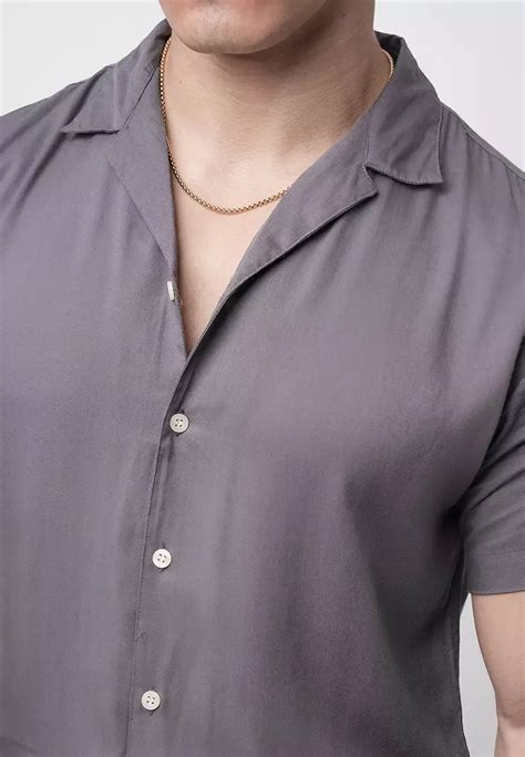 Jual Vengoz Cuban Dark Grey Casual Shirt Original Zalora Indonesia