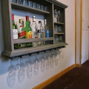 Mini Bar Weathered Gray Wine Rack X Wall Mounted Liquor Cabinet