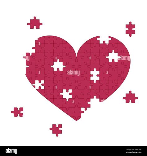 Creative Heart Puzzle Broken Heart And Unhappy Unrequited Love Concept Puzzle Pieces Flat