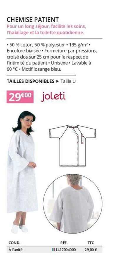 Promo Chemise Patient Joleti chez Distri Club Médical iCatalogue fr