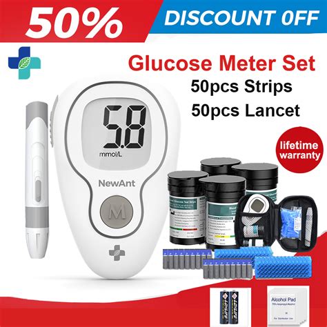 NewAnt Blood Sugar Test Kit With 50 Pcs Strips And Lancets Glucometer