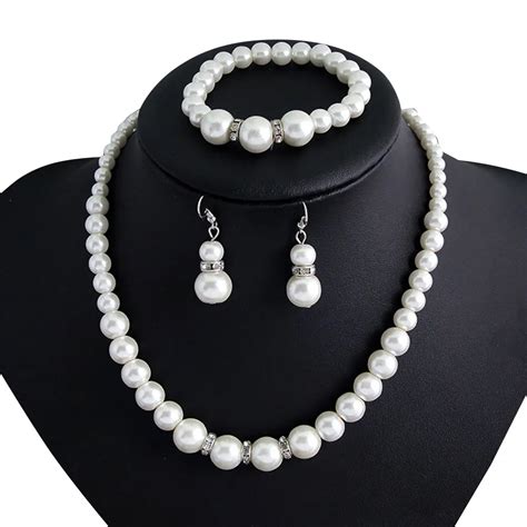 Jewelry Sets Jewellery Suit Fashion Jewelry Set Women Lady Pearl-in ...