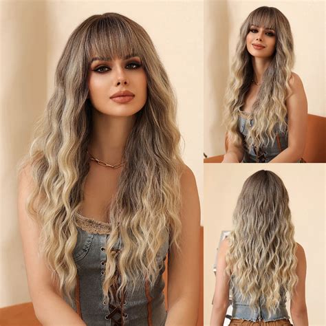 Haar W Rfel Lange Schwarze Bis Blonde Omber Wellen Synthetische Per