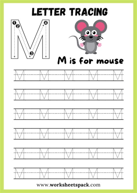 Abc Alphabet Letter Tracing Uppercase Letter M Handwriting Practice