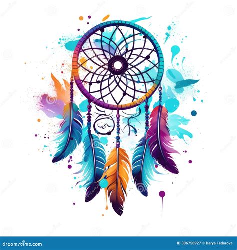 Illustration Of Colorful Dreamcatcher On White Background Stock