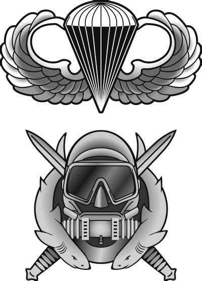 Basic Jump Wings With Special Forces Combat Diver Badge Decal