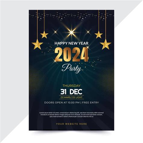 Design 2024 Happy New Year flyer design. Poster 2024 for celebration ...