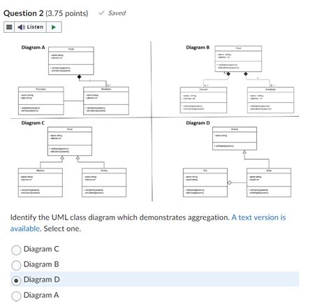 Solved Identify The Uml Class Diagram Which Demonstrates Chegg