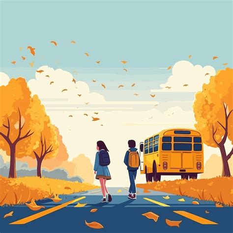 Premium AI Image | School bus with students flat illustration Back to ...