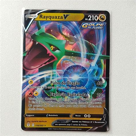 Carta pokemon Rayquaza V 110 203 Céus em evolução Shopee Brasil