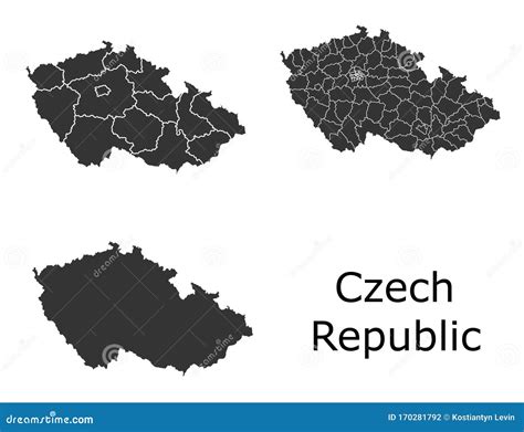 Czech Republic Map With Regional Division Stock Illustration