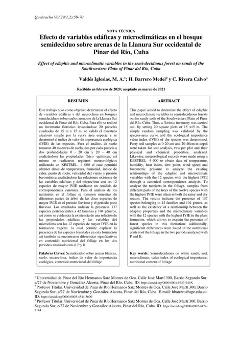 Pdf Efecto De Variables Ed Ficas Y Microclim Ticas En El Bosque