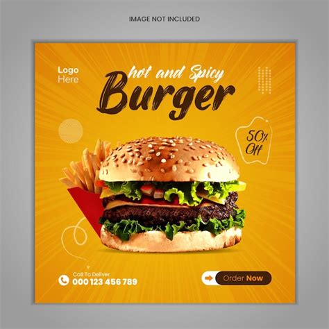 Luxus Speisekarte Spezielle Köstliche Burger Social Media Post Design