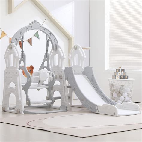 Yufu 4 In 1 Toddler Swing And Slide Set Kids Slide With