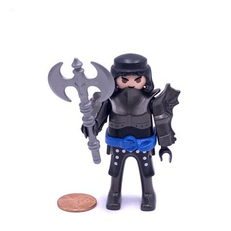 Playmobil Evil Black Knight 5850 Gray Armor Axe Blue Shield Belt Ebay