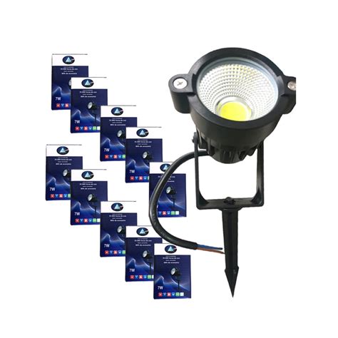 kit 10 Un Luminária Espeto Jardim Cob Led 7w Prova Dágua Bivolt Branco