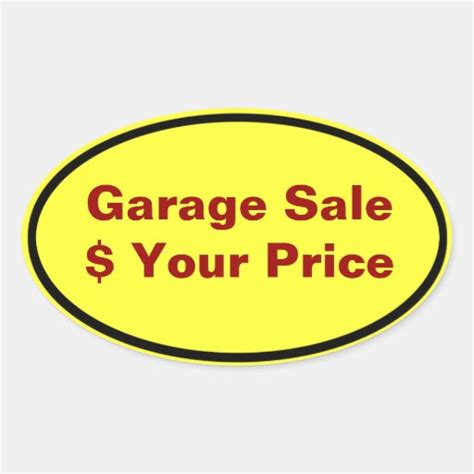 Garage Sale And Yard Sale Price Labels Oval Sticker Zazzle