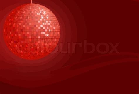 Red disco ball on abstract red ... | Stock vector | Colourbox