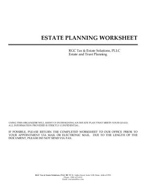 Fillable Online Estate Planning Intake Form Married Couple Fax