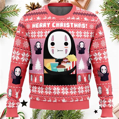 Merry Christmas No Face Spirited Away Ugly Christmas Sweater - Nouvette