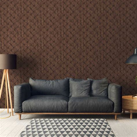 Livingwalls Industrial Papier Peint G Om Trique Effet B Ton Marron Noir