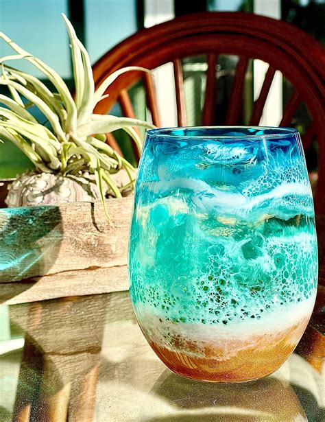 Set Of 2 Beach Glassware Beach Wine Glasses Beach Etsy