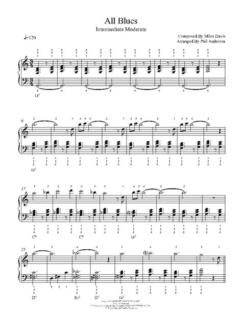 All Blues Lead Sheet Printable Templates Free