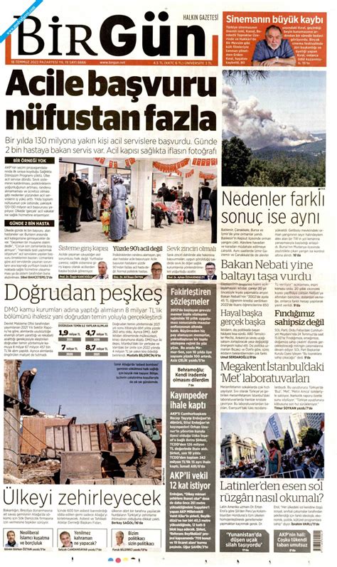 Birgün Gazetesi 18 Temmuz 2022 Pazartesi