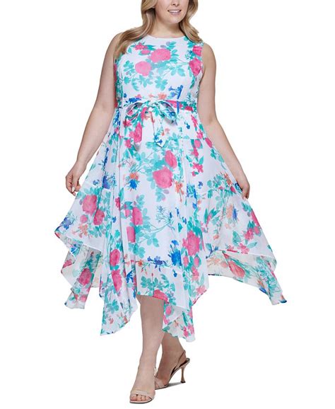 Calvin Klein Plus Size Floral High Low Dress Macys