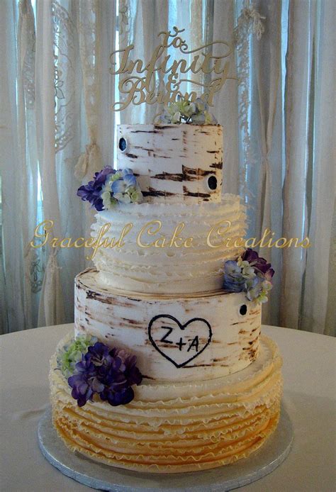 Elegant Rustic Birch Bark Wedding Cake With A Fondant Ombr Flickr