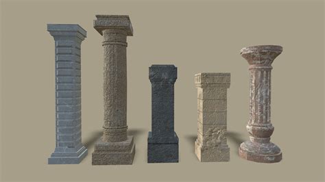 D Model Set Of Old Columns And Pillars Vr Ar Low Poly Cgtrader