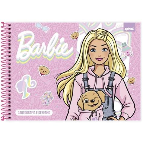 Caderno Cartografia E Desenho Capa Dura Folhas Barbie Spiral