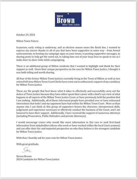 Elect Steve Brown - Milton Town Justice