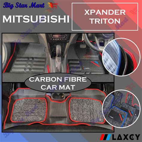 Carbon Fibre Fiber 5D Car Mat Carpet Mitsubishi Xpander Triton