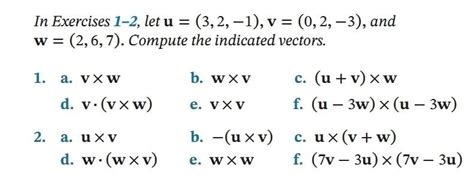 Solved In Exercises 1−2 Let U32−1v02−3 And