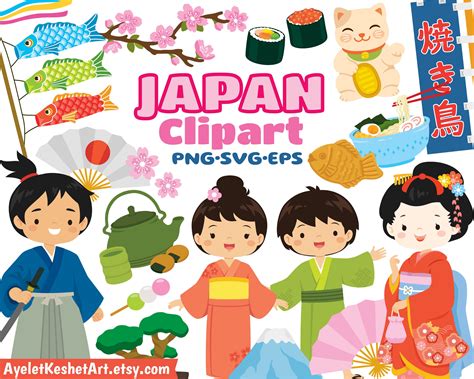 Japan Clipart Bundle. Cute Japanese Items, Japan Symbols, Geisha