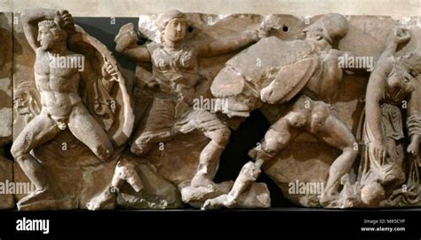 The Bassae Frieze Comprises A Series Of Relief Marble Sculptures From