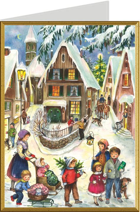 Nostalgic Village at Christmas German Christmas Card - GermanSteins.com